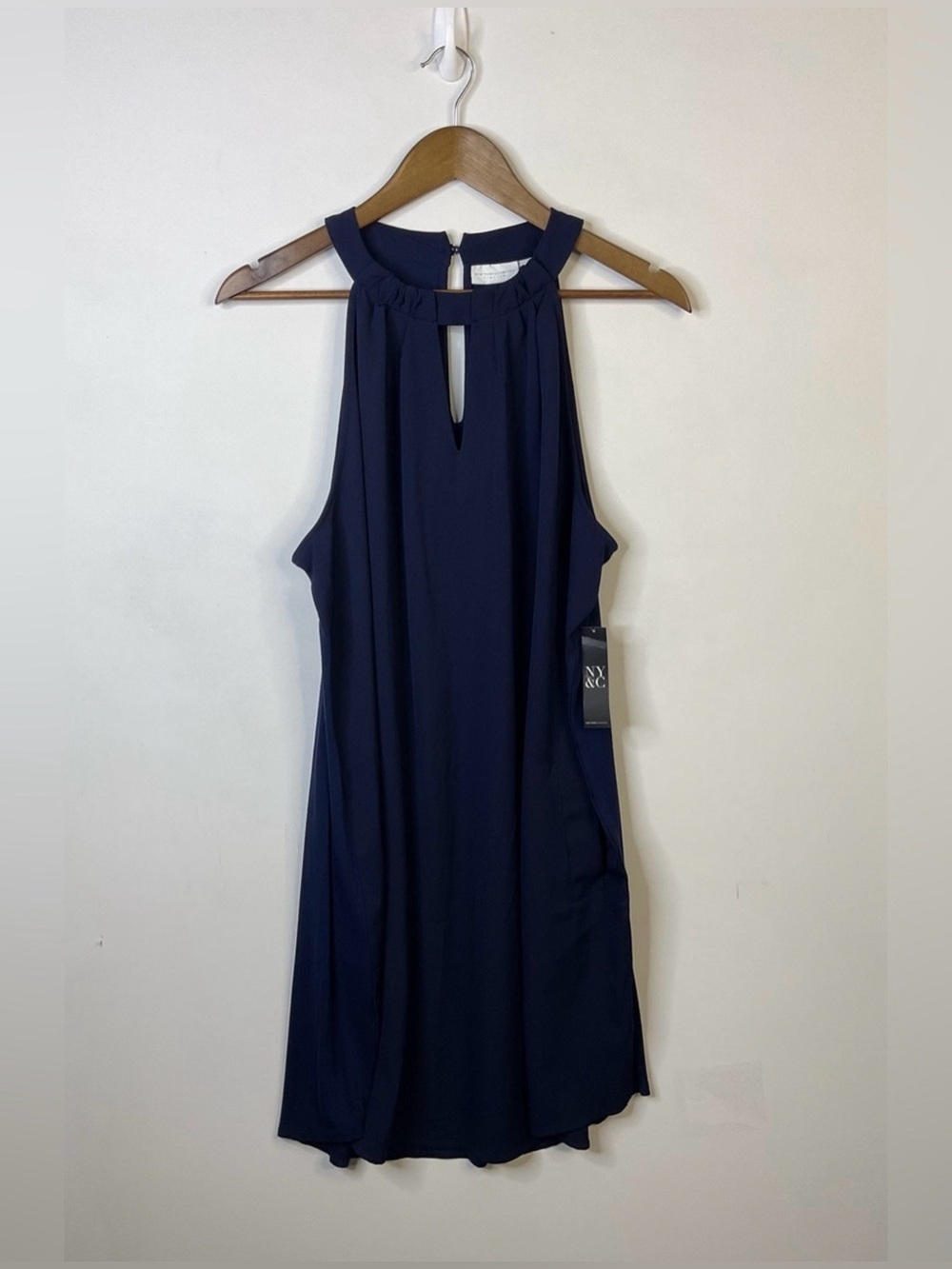 New York & Company Navy Blue Halter Sheath Dress Size XL NWT